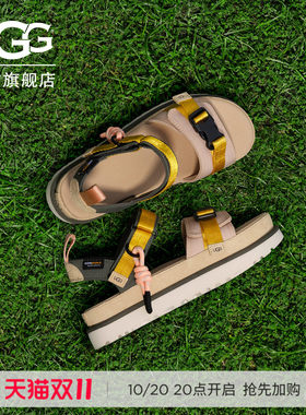 UGG露趾魔术贴搭扣休闲金星凉鞋