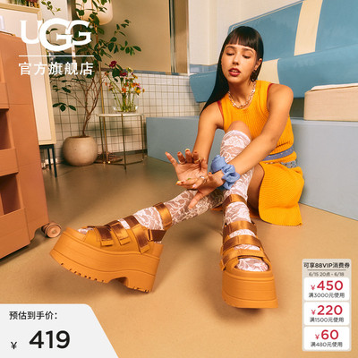 UGG松糕厚底露趾休闲凉鞋