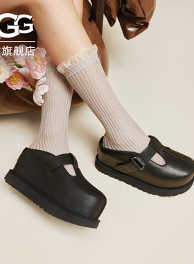 UGG春季女士舒适厚底复古玛丽珍半拖鞋休闲金星克罗格鞋 1169591