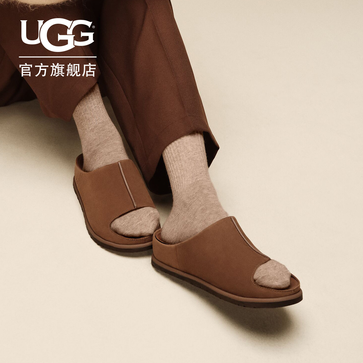 UGG平底露趾一字休闲奥兹拖鞋图片