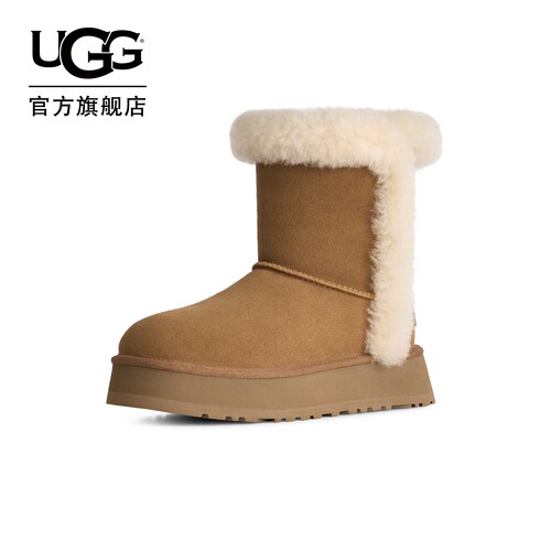 UGG厚底毛茸翻口短筒雪地靴