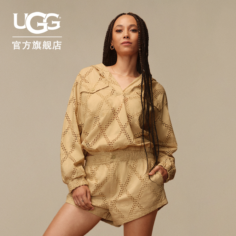 UGG休闲连帽镂空网眼套头衫