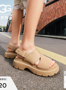 UGG厚底露趾后跟绑带款休闲凉鞋