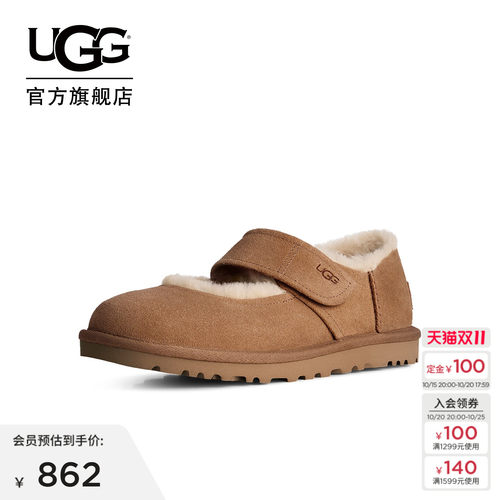 UGG舒适轻便休闲魔术贴玛丽珍鞋