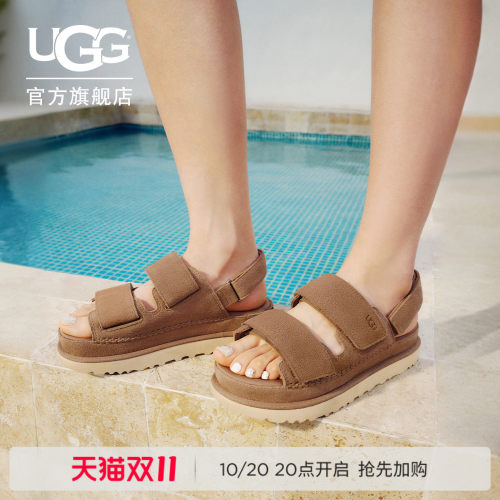 UGG厚底露趾魔术贴休闲金星凉鞋