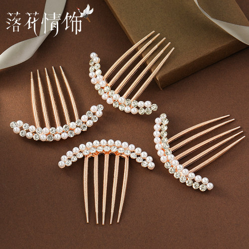 珍珠插梳发饰古风插梳简约发卡女