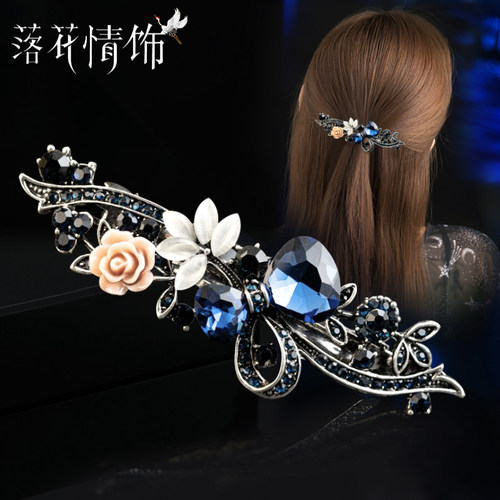 复古优雅妈妈水钻马尾弹簧夹发饰