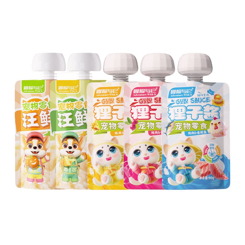 【3包】冒险与它狸子酱猫咪狗狗零食妙鲜包咕噜酱成幼犬猫湿粮包