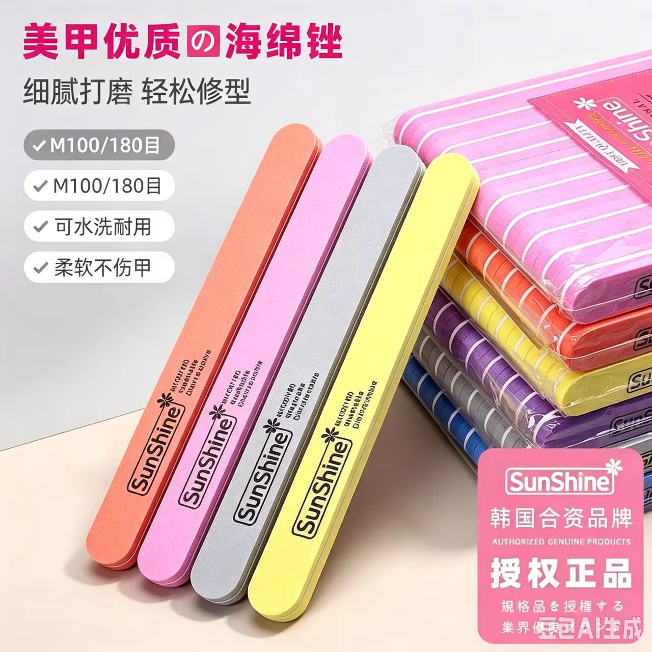 sunshine美甲海绵挫打磨条搓条美甲工具套装用品打磨棒防水指甲搓