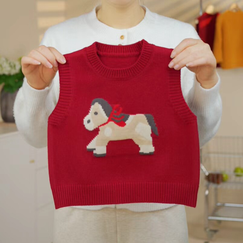 男女童毛衣马甲新款秋冬季中小童小马洋气保暖打底衫