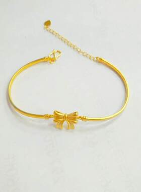 黄金色蝴蝶结四叶草手链周家同款