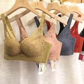 古妃小胸聚拢显大AB杯中厚杯无钢圈调整型收副乳蕾丝文胸罩内衣女