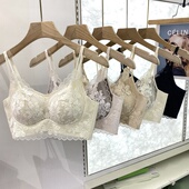 小胸微聚拢6111法式 蕾丝提花细带短款 吊带美背抹胸文胸打底内衣女