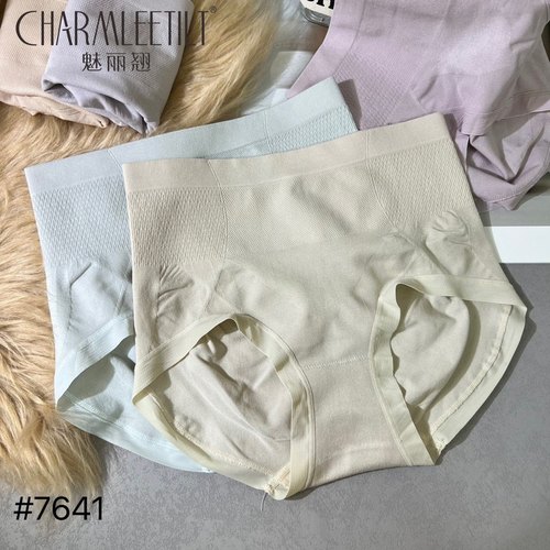 魅丽翘新款5条盒装7641中高腰无缝微收腹彩棉档小平角内裤头女士