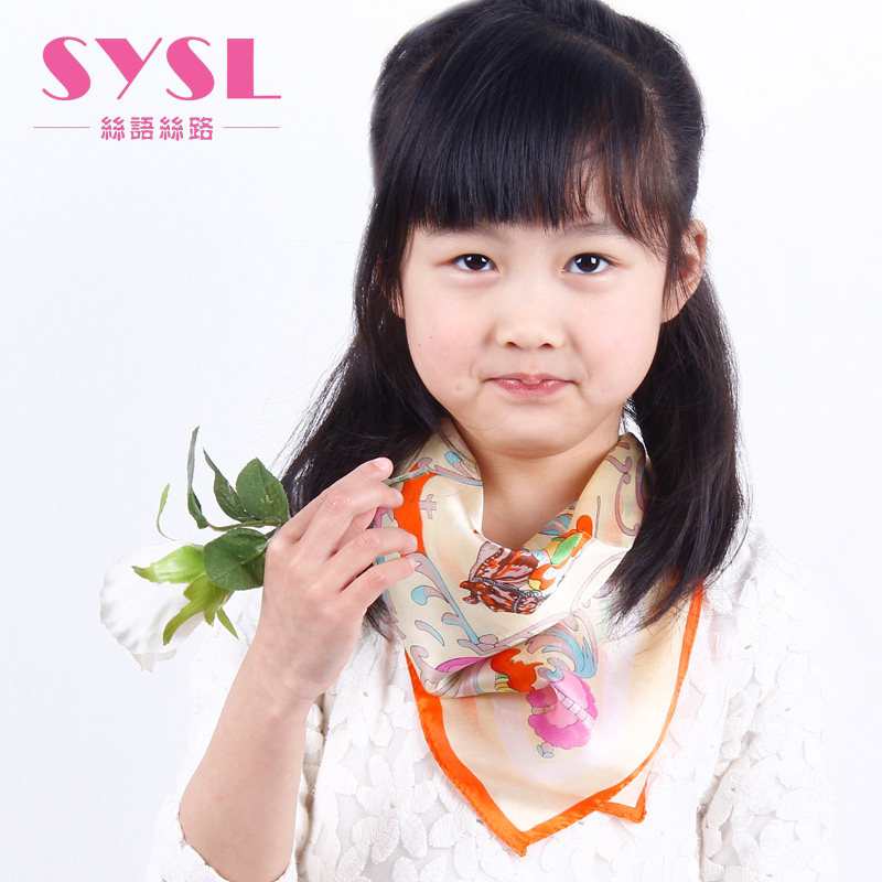 桑蚕真丝丝巾围巾宝宝小方巾围脖宝宝送礼佳品男女儿童柔软亲肤