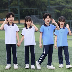 夏季中小学生短袖校服套装运动会男女队列服大学生学院风班服印花