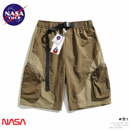NASA联名潮牌工装短裤男夏日系复古超薄冰丝宽松机能风五分裤中裤