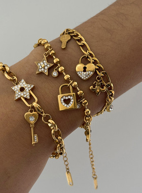 欧美不锈钢白水钻手链女轻奢感手环不掉色仿钛钢跨境饰品