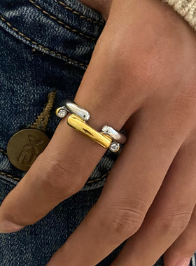 欧美新款不锈钢锆石戒指高级设计感钛钢指环跨境手饰品