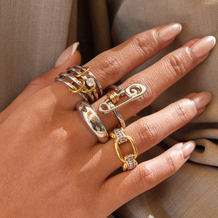 叠戴戒指钛钢不掉色指环韩系ins不锈钢跨境饰品欧美ring