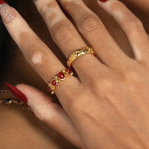 虎眼石钛钢戒指不掉色指环不锈钢玛瑙饰品女感跨境rings