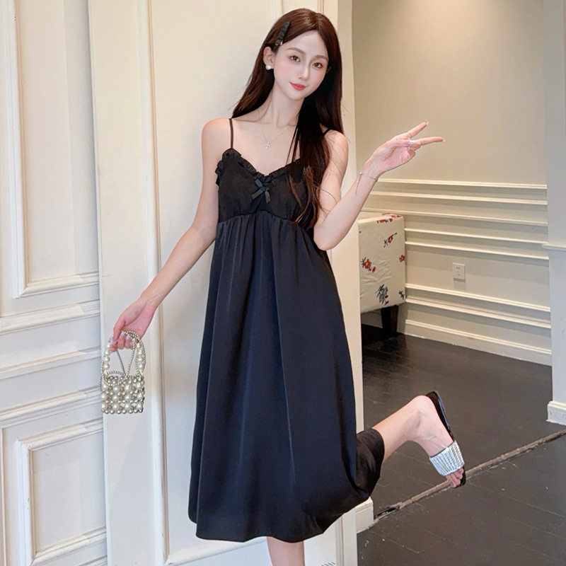 冰丝带胸垫吊带睡裙女夏季薄款法式轻奢纯欲性感高级感家居服少女