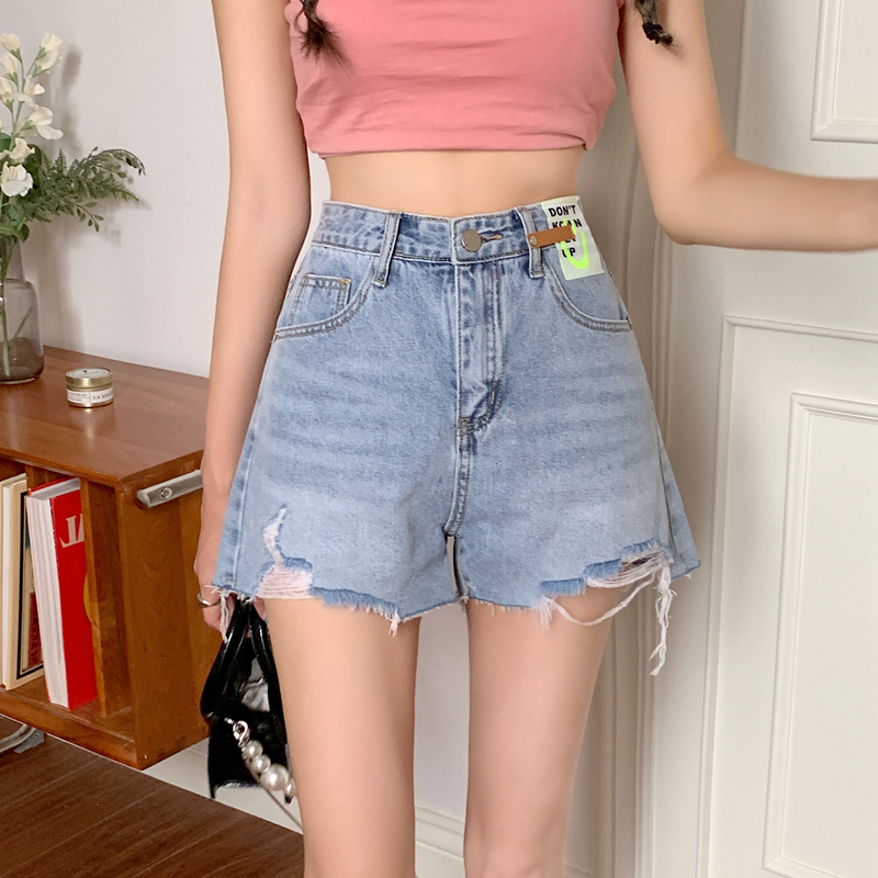 High waist loose denim shorts with real price