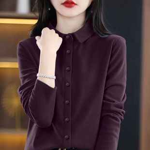 衬衣女款秋冬2025新款爆款时尚洋气内搭加绒加厚保暖打底衬衫上衣