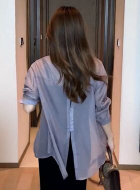 雪纺防晒衣衬衫女2026年夏季新款时尚灰色披肩气质设计感外搭上衣