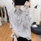 宽松上衣显瘦打底衫 韩国纯棉提花条纹长袖 新款 女全棉秋季 衬衣 衬衫