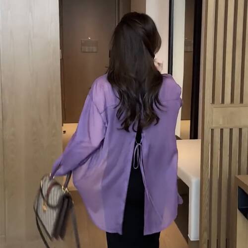 小众设计感大码防晒衬衫女2026新款夏季薄款披肩外套衬衣雪纺上衣