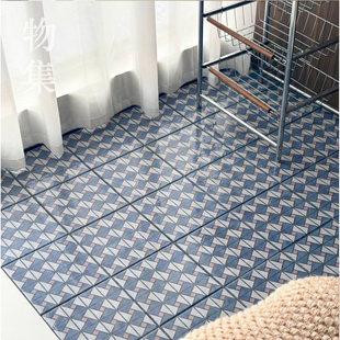 复古南洋风花砖 蓝粉拼花防滑地砖 餐厅玄关卫生间艺术瓷砖