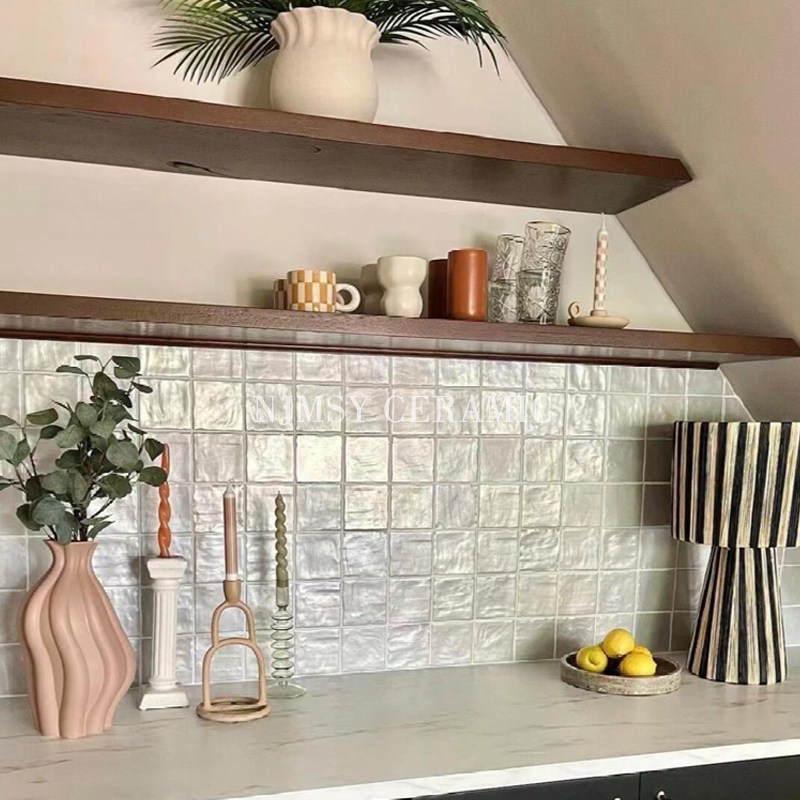 珍珠砖西班牙进口高级法式白色墙砖复古浴室瓷砖厨房民宿卫生间