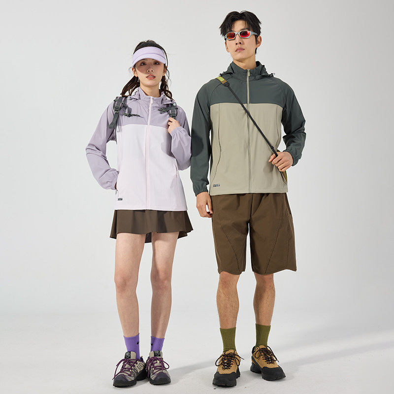 情侣户外防晒衣男女UPF150+连帽拼色防紫外线夏季宽松外套钓鱼服