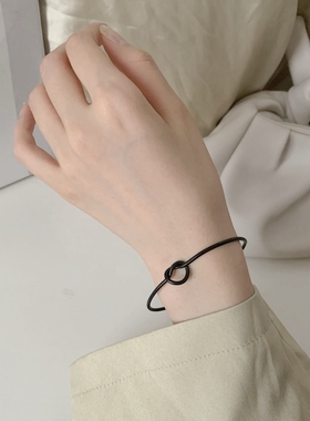 LIHAO黑色嘻哈复古手镯INS潮日韩时尚个性土酷街头朋克暗黑系手环