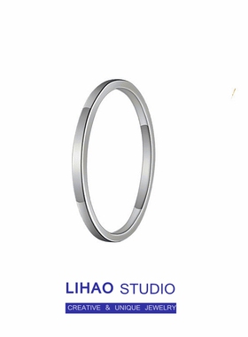 LIHAO极细简约素圈钛钢不掉色戒指男INS潮人韩国个性纯银色尾戒女