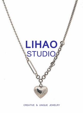 LIHAO爱心钛钢不掉色小众情侣项链女ins潮流嘻哈朋克卫衣链欧美