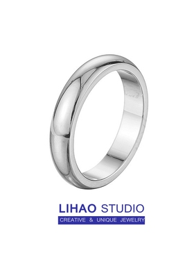 LIHAO钛钢不掉色素圈圆光面简约时尚个性ins风潮流小众设计戒指女