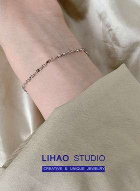 LIHAO水波纹手链女INS潮小众设计高级感简约百搭气质冷淡风不掉色