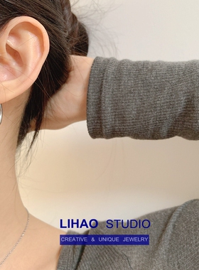 LIHAO百搭基础款钛钢耳圈不掉色潮流个性ins嘻哈男蹦迪素圈耳环女