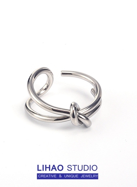 LIHAO不规则打结戒指女小众设计简约百搭气质文艺复古高级感开口