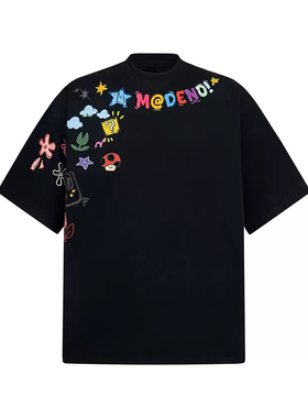 WetGrade美式复古卡通涂鸦印花短袖T恤男女夏季宽松高街圆领半袖