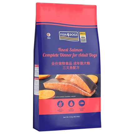 FISH4PETS海洋三文鱼成犬狗粮小中大型犬泰迪之星犬粮通用12kg