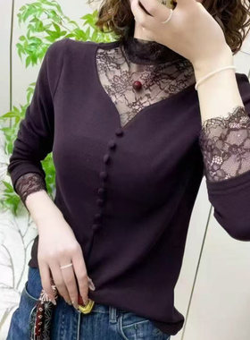 洋气双面慕斯绒半高领保暖上衣女