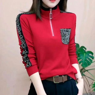 减龄显瘦小衫 洋气半拉链双面德绒打底女上衣新款 秋冬款 卫衣长袖