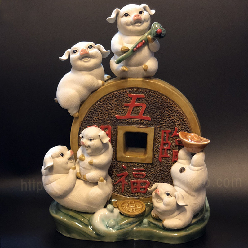 大师精品陶瓷工艺品动物生肖猪