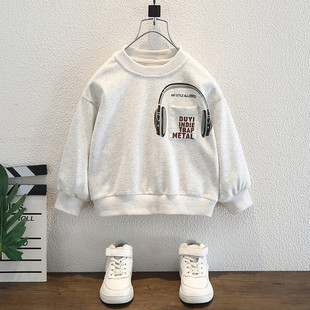 2025年秋冬季90-150cm男童卫衣打底衫灰色柔软舒适亲肤透气耐磨潮