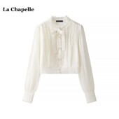 Chapelle蝴蝶结拼接蕾丝衬衫 女春季 拉夏贝尔 新款 甜美气质衬衣