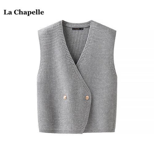 拉夏贝尔/La Chapelle设计感V领针织马甲女春夏新款慵懒宽松开衫