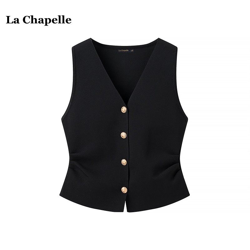 拉夏贝尔/La Chapelle高级针织背心马甲女秋季V领收腰无袖上衣女,女装/女士精品,毛针织衫,淘宝优惠券,粉丝福利购,淘宝优惠卷